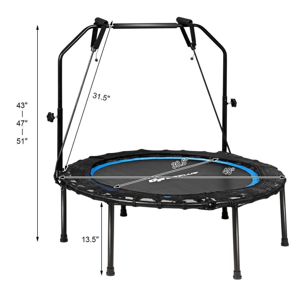 Costway Foldable Fitness Rebounder - Trampoline with Resistance Bands