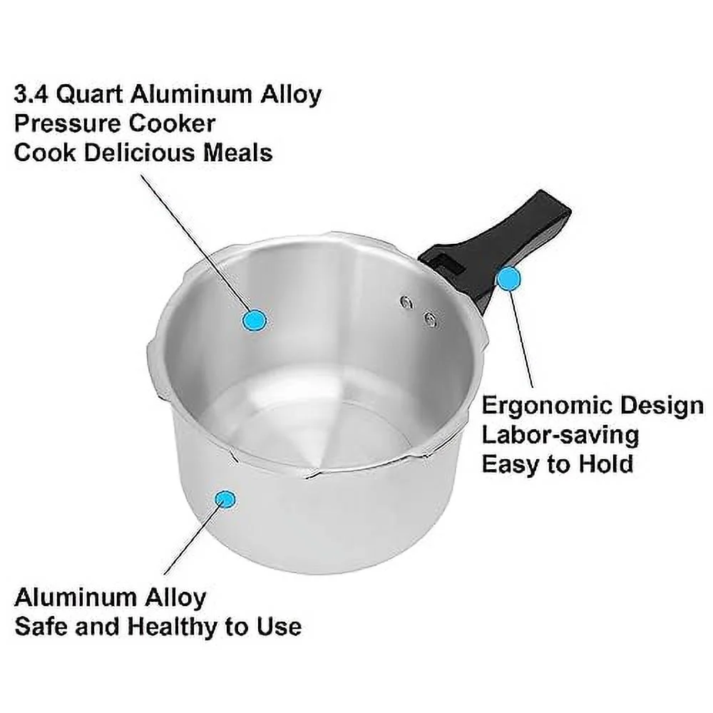 Small Pressure Cooker, 3 Liter Aluminum Alloy Pressure Cooker 18cm/7inch Bottom 3L Mini Pressure Cooker for Gas Stove Induction Cooker