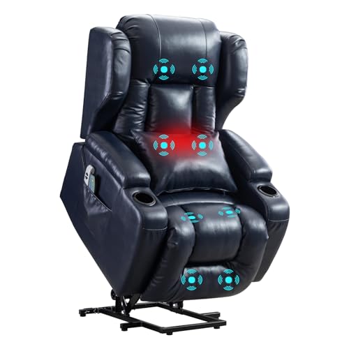 Lift Chair Recliners for Elderly Electric Power Lift Recliner Chair with Massage & Heat Vibration / 3 Positions / 2 Side Pockets/Handle Remote for Home Living Room