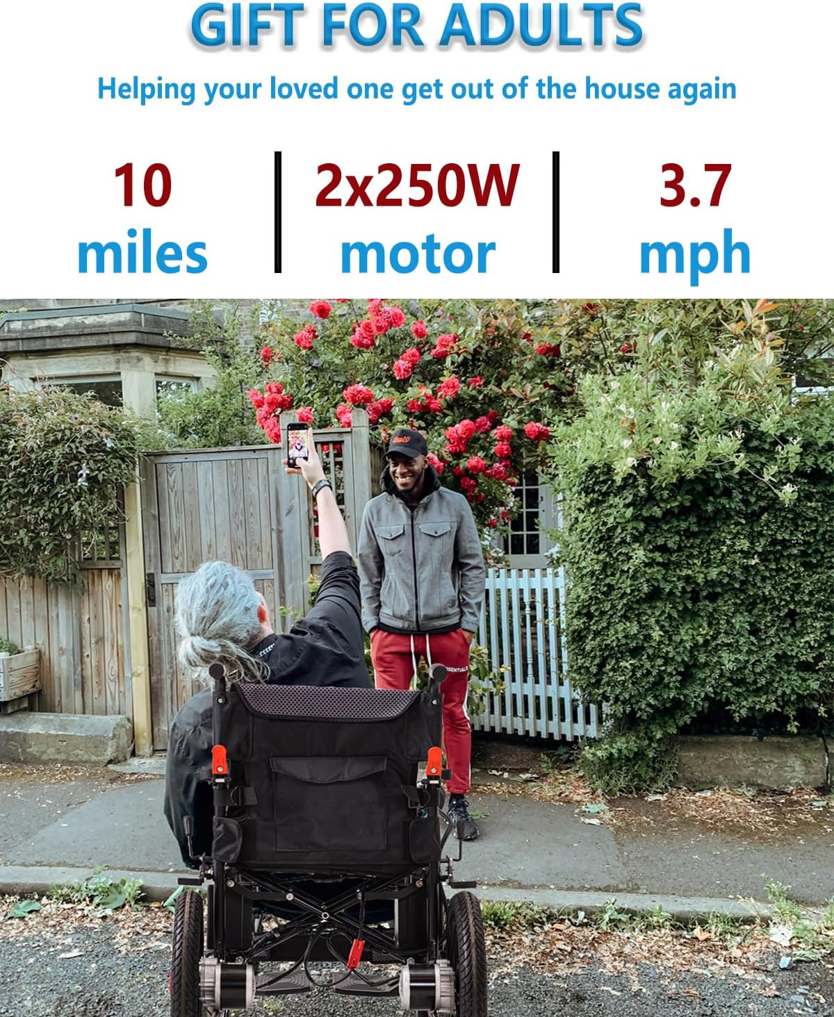 Electric Wheelchairs for Adults Lightweight Foldable Motorized Wheelchair for Senior, 500W Motors Power Wheelchair Support 330lbs,All Terrain Travel Wheelchairs for Adults