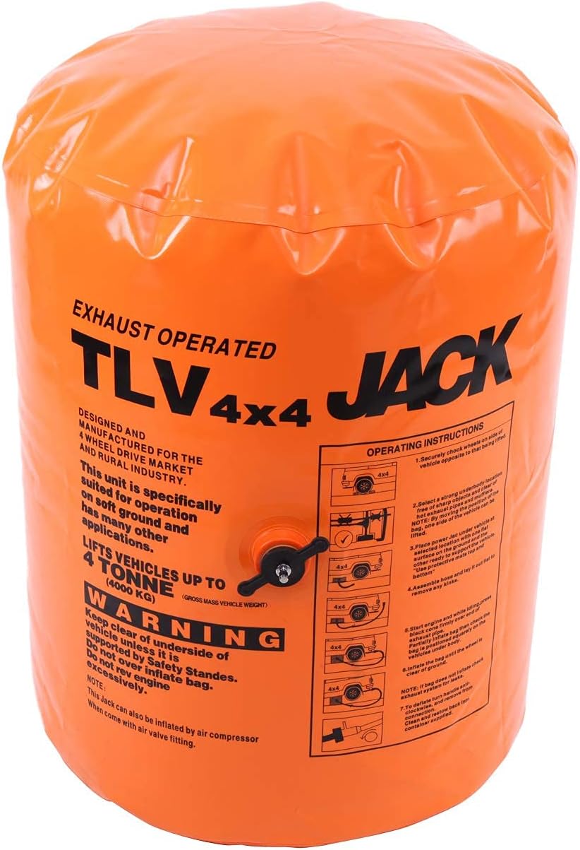 Honhill Orange 4T Exhaust Air Jack and Inflatable Jack Exhaust and Pump Dual Use fit Vehicle SUV Car Truck Rescue