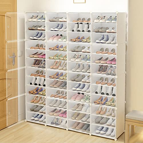 3 * 12 Tiers Shoe Storage Box,Clear Plastic Shoe Rack Storage Side Open,Space Saving Foldable Stackable Shoes organizer Home Shoes Cabinet Fits 72 Pairs Shoes