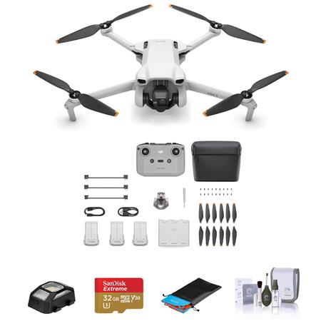 Mini 3 Drone Fly More Combo with RC-N1 Controller Bundle with 32GB microSDHC Memory Card, Aries Strobe Anti-Collision Light, Foldable Landing Pad Pro, Cleaning Kit