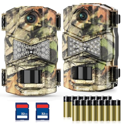 2 Pack Trail Cameras with Night Vision Motion Activated Waterproof,30MP Hunting Game Camera,1080P HD Trail Cam with SD Card for Wildlife Monitoring,Outdoor Scouting & Security
