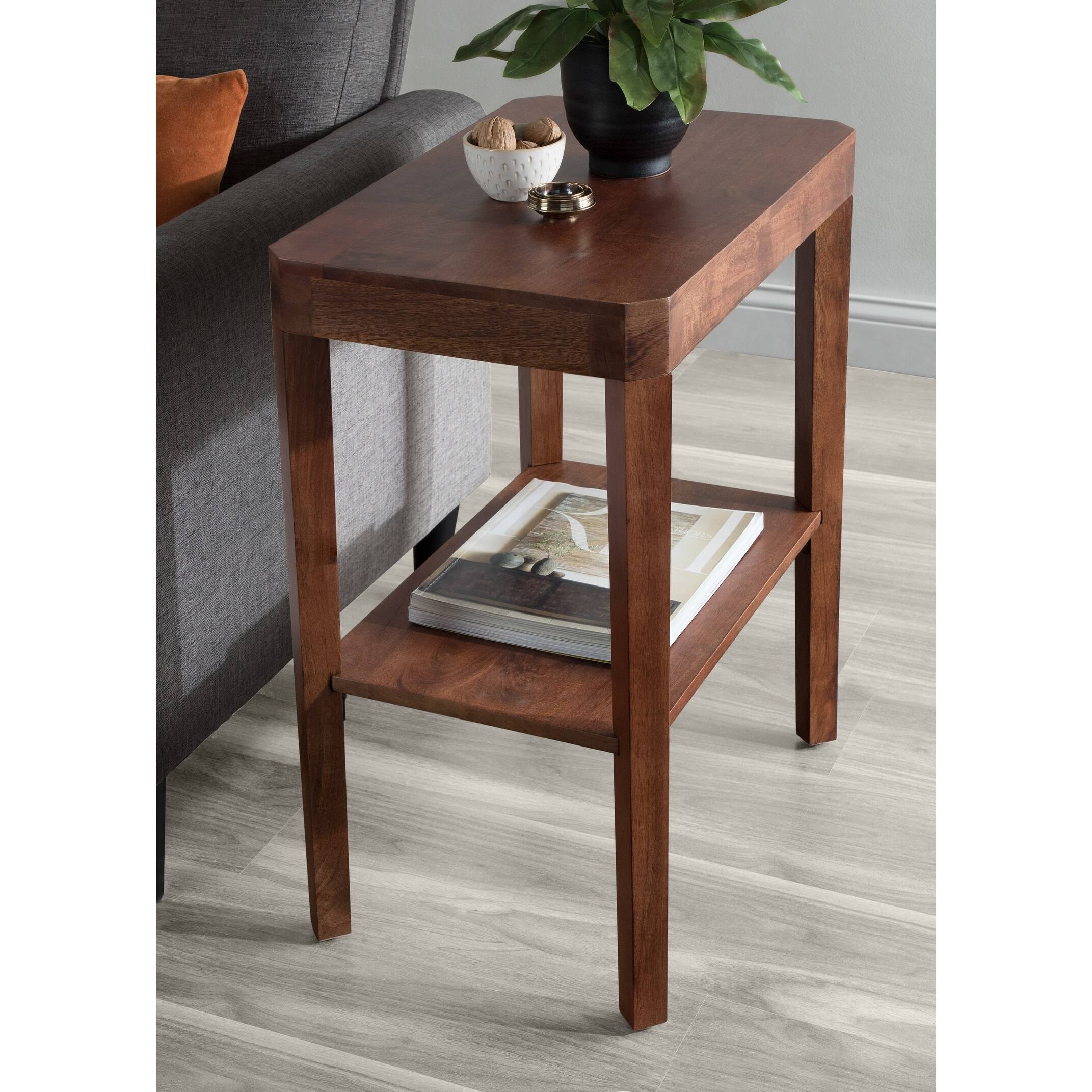 Kate and Laurel Talcott Wood Side Table - 22x14x26 - Walnut Brown