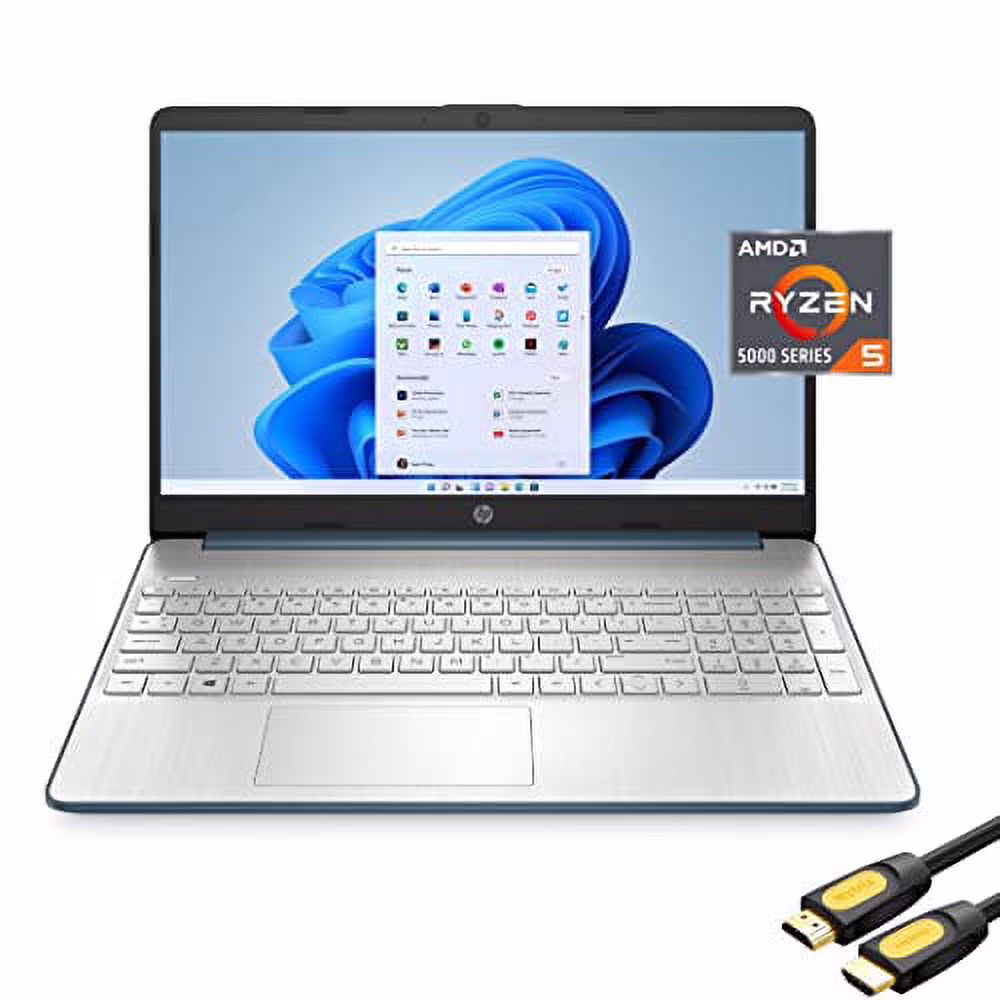 HP 15.6'' FHD IPS Micro-Edge Laptop, AMD 6-Core Ryzen 5 5500U (Beat Core i5-10400F), 32GB RAM, 1TB PCIe SSD, USB-C, HDMI, SD Reader, WiFi, Full Size KB, M-ytrix HDMI Cable, Win 11