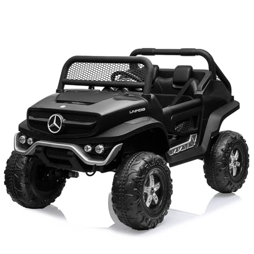 2 Seater Kids Ride On Truck 24V Ride On Toy Licensed Mercedes Benz Battery Powered Electric Vehicle for Toddles With Remote Control, Battery Display, Trunk, Spring Suspension, LED Lights, Music, White