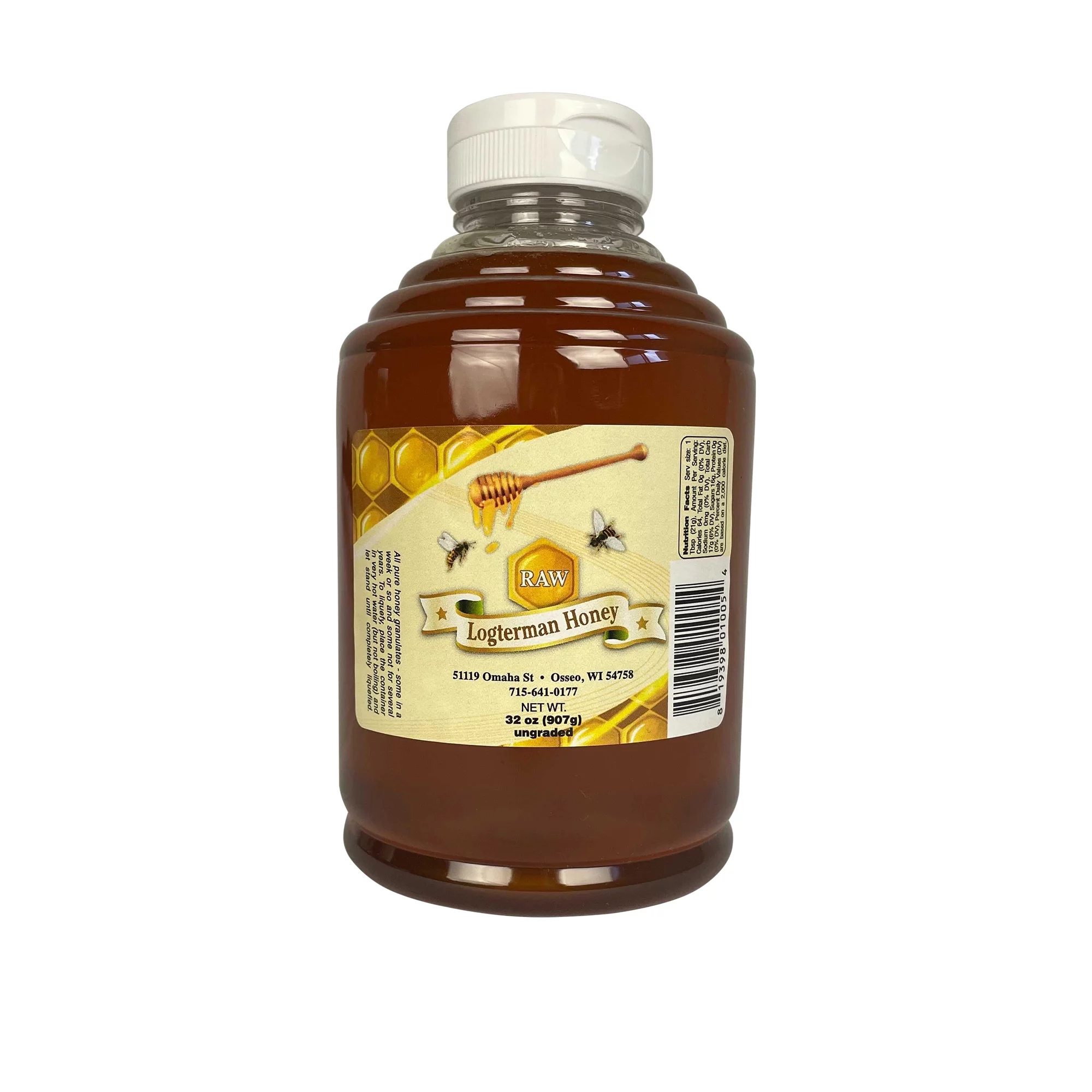 Logterman Honey Raw Honey Organic Unfiltered Pure Unprocessed Natural 32 Ounce Pure Country Goodness