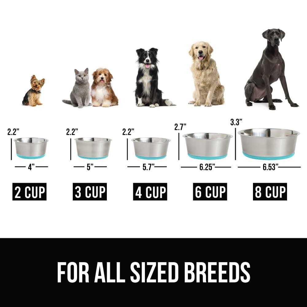 Gorilla Grip Stainless Steel Metal Dog Bowl Set of 2 Rubber Base - Pet Supplies online store