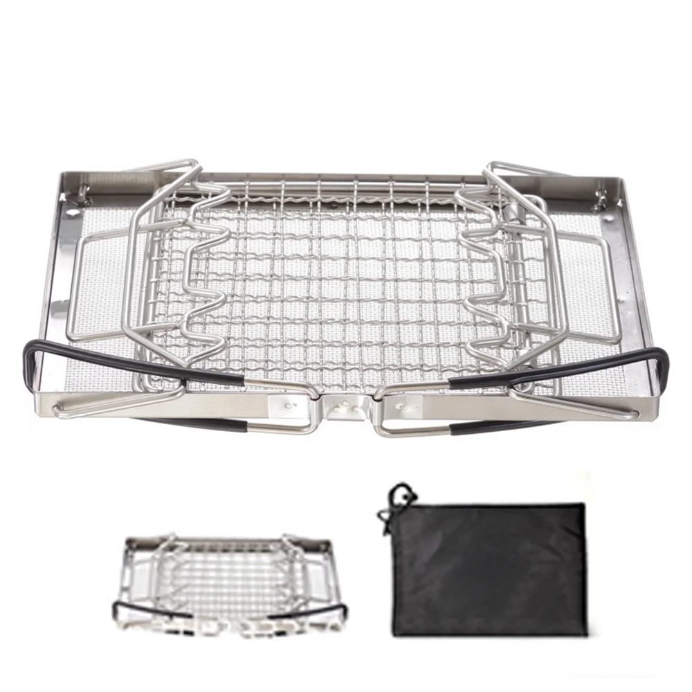 Htovila Folding Camp Stove Toaster Stainless Steel Bread Toaster Rack for Camping Backpacking Picnic