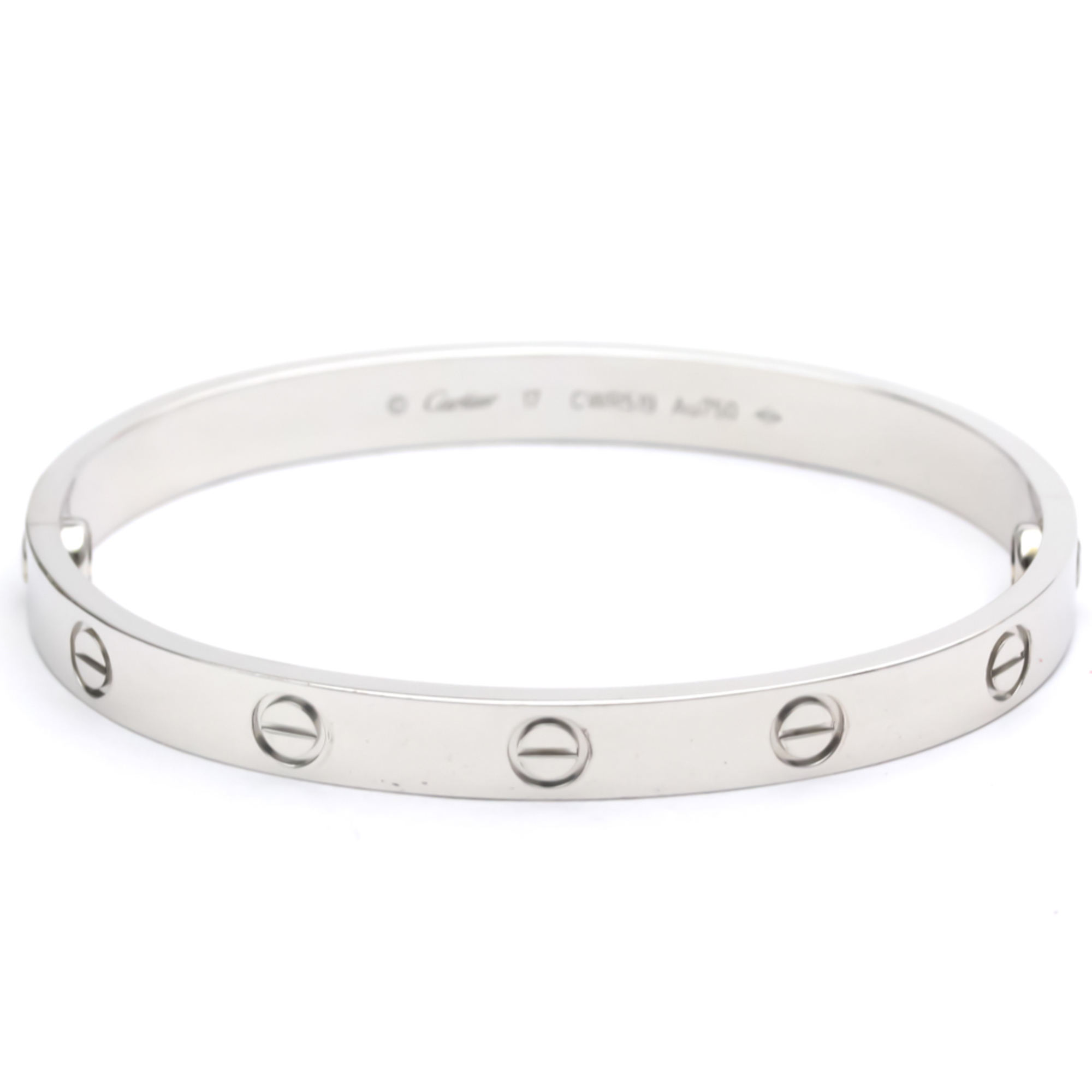 Authenticated Used Polished CARTIER Love Bracelet #17 18K White Gold Bangle BF553596