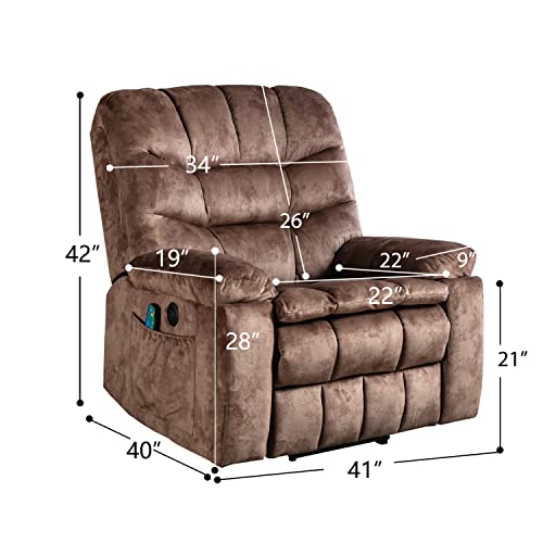 CANMOV Large Power Lift Recliner Chairs with Massage and Heat for Elderly, Heavy Duty and Safety Motion Reclining Mechanism Electric Wide Recliners with USB Ports, 2 Concealed Cup Holders, Dark Grey