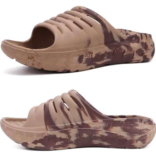 KuaiLu Mens Recovery Sandals Orthotic Thick Cushion Open Toe Sport Slides, Reduces Stress on Feet With Comfortable Plantar Fasciitis, Joints & Back Post-Exercise