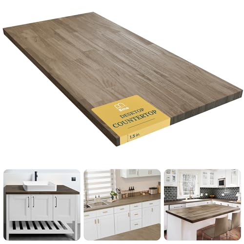 Bme Hevea Solid Wood Butcher Block Countertop in Walnut, Walnut Butcher Block Table Top with UV Finish for DIY Washer Dryer/Island/Kitchen Countertop, 3ft L x 25