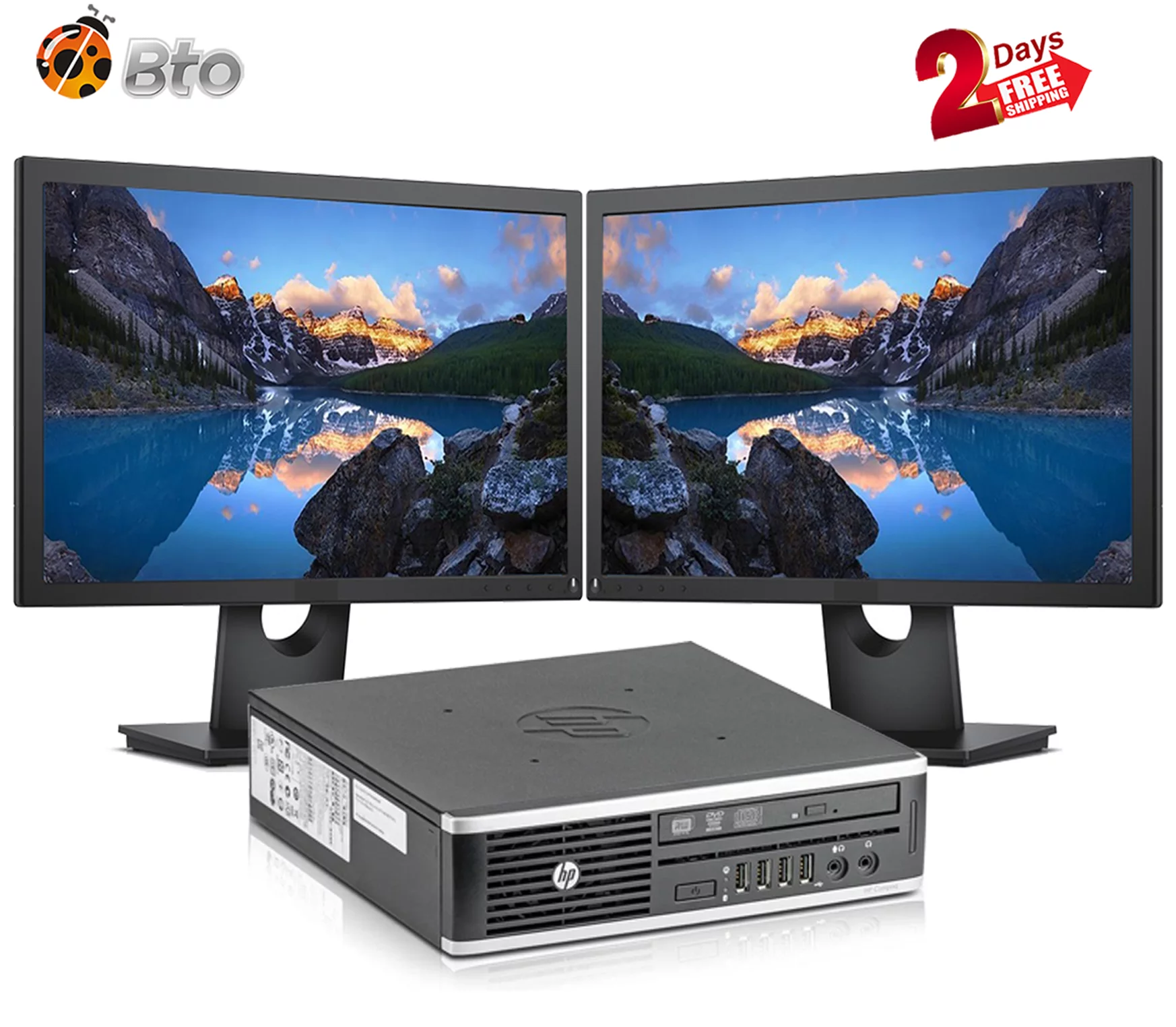 Restored Work from home Ultra Slim HP 8200 USFF Mini Desktop Computer Core i52nd 8GB Ram, 500GB HDD, Dual 17