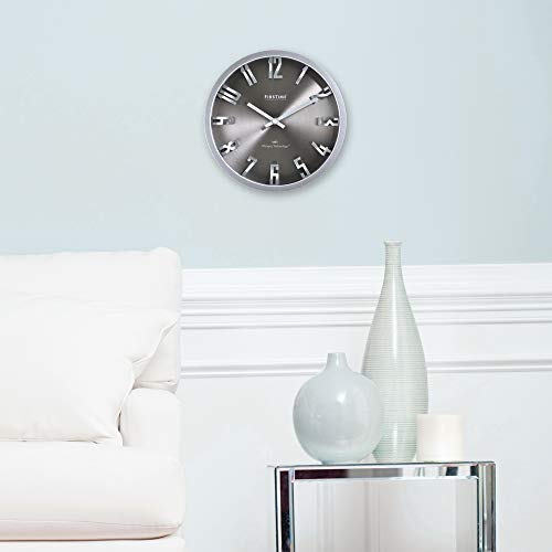 FirsTime & Co.® Steel Dimension Wall Clock, American Crafted, Silver, 10 x 2 x 10,