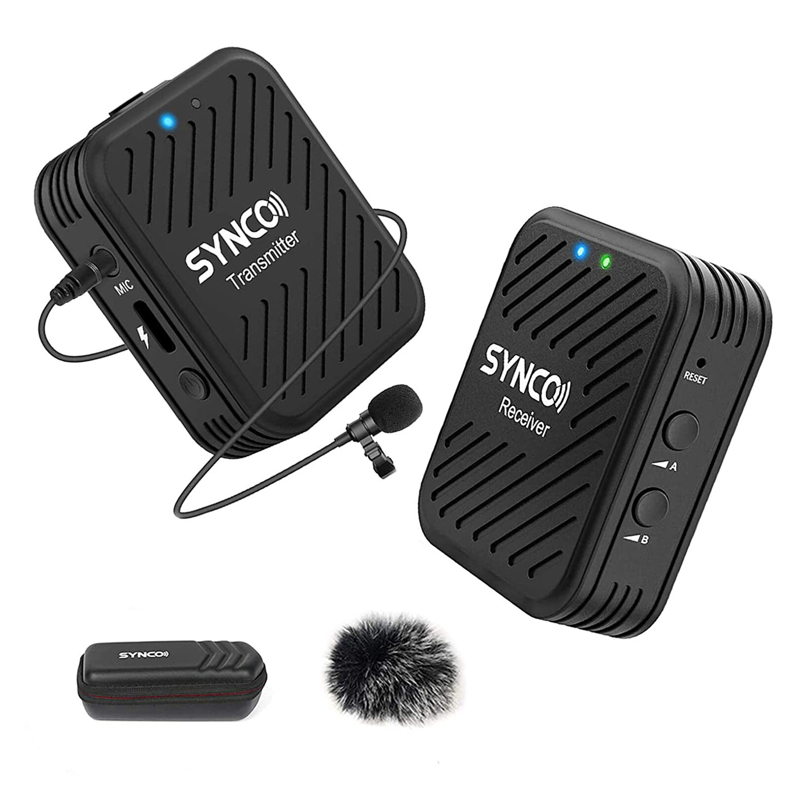 SYNCO G1(A1) 2.4G Wireless Microphone System with 1 Transmitter & 1 Receiver & 1 Lavalier Microphone 70M Transmission Range 3.5mm Plug for Smartphone Camera Camcorder Vlog Live Streaming Interview