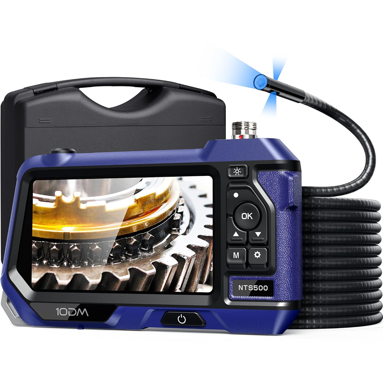 Triple-Lens Inspection Camera with Light, 10DM Borescope, Digital Scope Camera, Industrial Endoscope, Waterproof Flexible Cable, Videoscope, Automotive Tool, Home, Wall, Drain, 5 IPS Color Screen