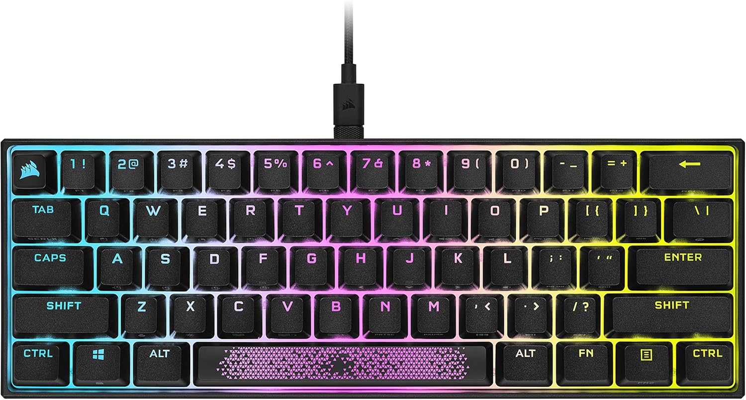 Corsair K65 RGB MINI 60% Mechanical Gaming Keyboard (Customizable Per-Key RGB Backlighting, CHERRY MX Speed Mechanical Keyswitches, Detachable USB Type-C Cable, AXON Hyper-Processing Technology) Black