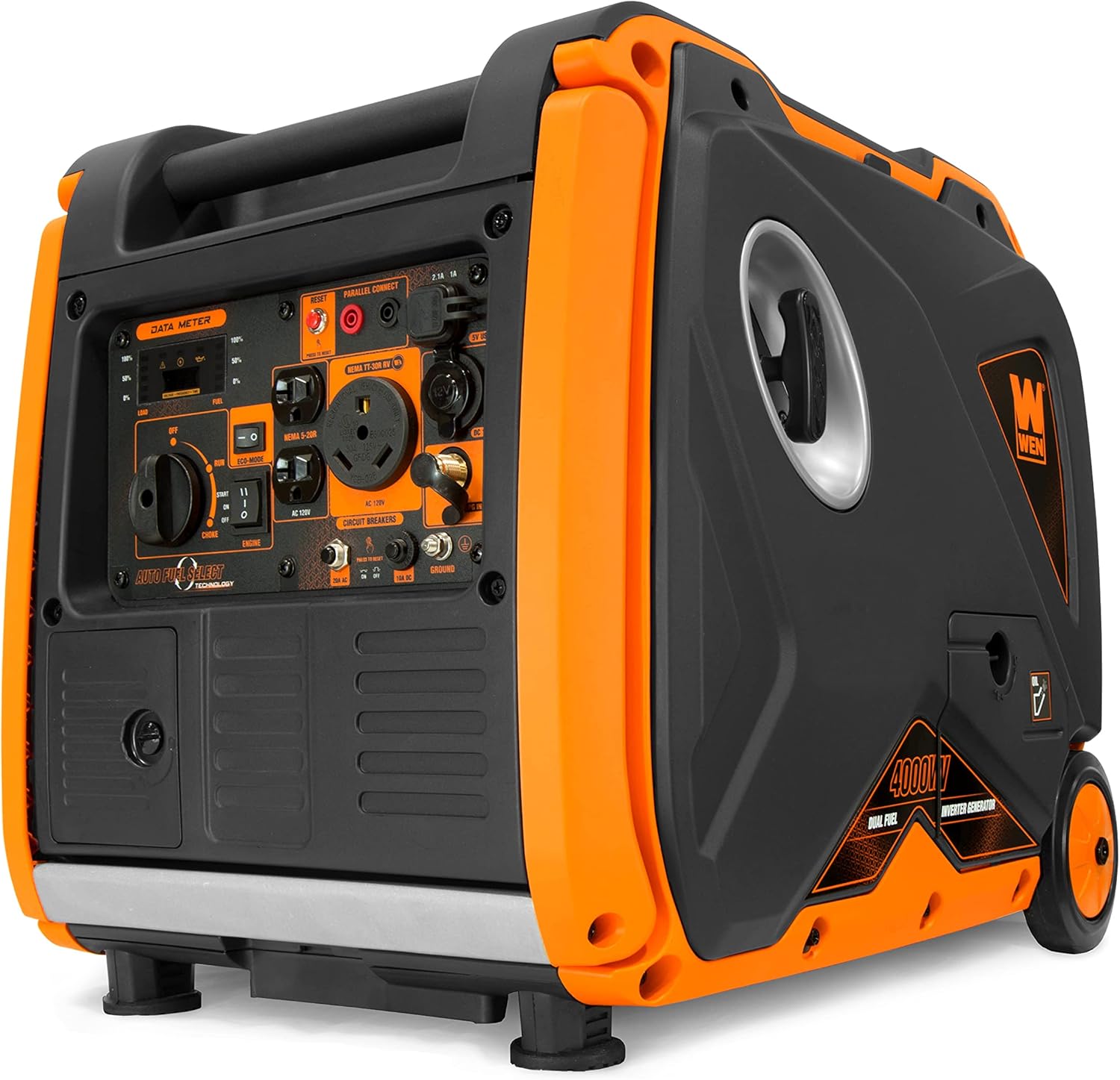WEN DF400i Super Quiet 4000-Watt Dual Fuel RV-Ready Electric Start Portable Inverter Generator with Fuel Shut-Off