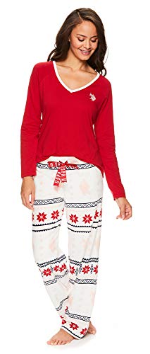 U.S. Polo Assn. Womens Casual Long Sleeve Shirt and Pajama Pants Sleep Sleepwear Set