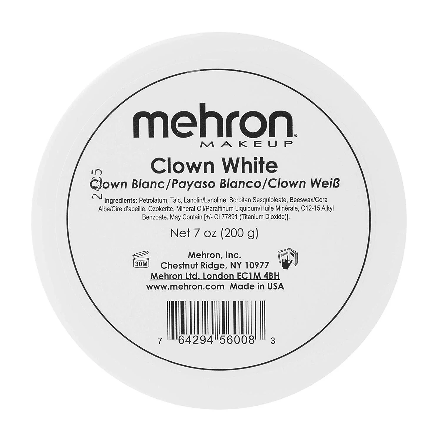 Mehron Makeup Clown White Professional Makeup (7 oz) 7 Ounce