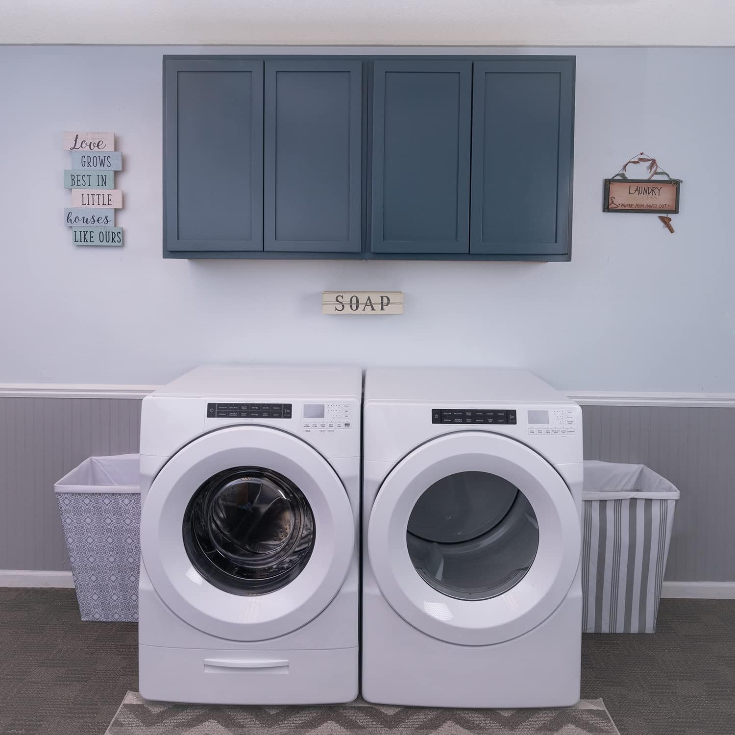 RTA (Ready-to-Assemble) Cabinets | Needlepoint Navy Starter Laundry Room Kit | 60