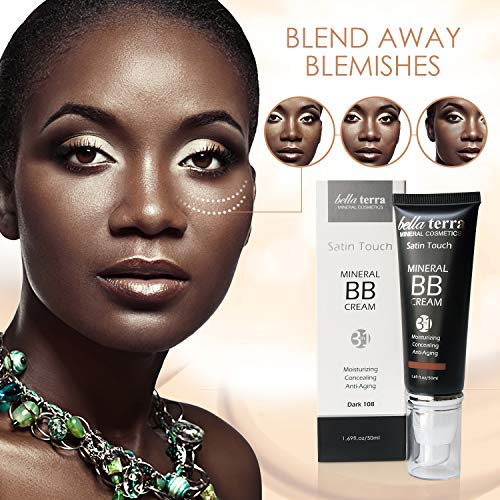 Bellaterra Cosmetics BB Cream, Tinted Moisturizer, Mineral Foundation, All Shades 1.69oz - Dark Tan 107