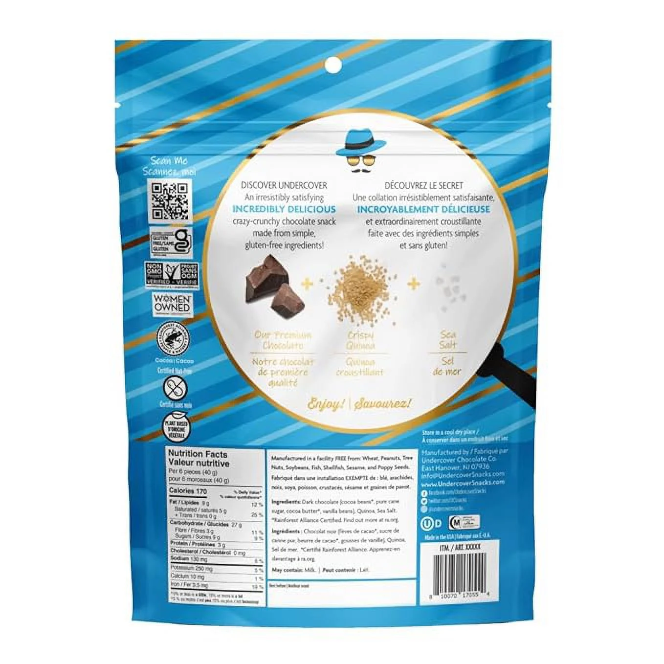 Undercover Chocolate Quinoa Crisps, Crispy Quinoa, Dark Chocolate & Sea Salt - 434 Grams
