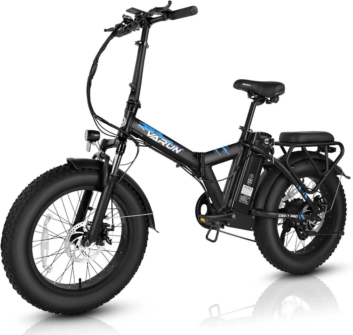 VARUN Folding Electric Bike for Adults - Peak 750W Fat Tire Electric Bike with 48V 13Ah Anti-Theft Battery - Full Suspension Ebike for All Terrains Up to 25+MPH, 60+ Miles - Curated Treasures Market