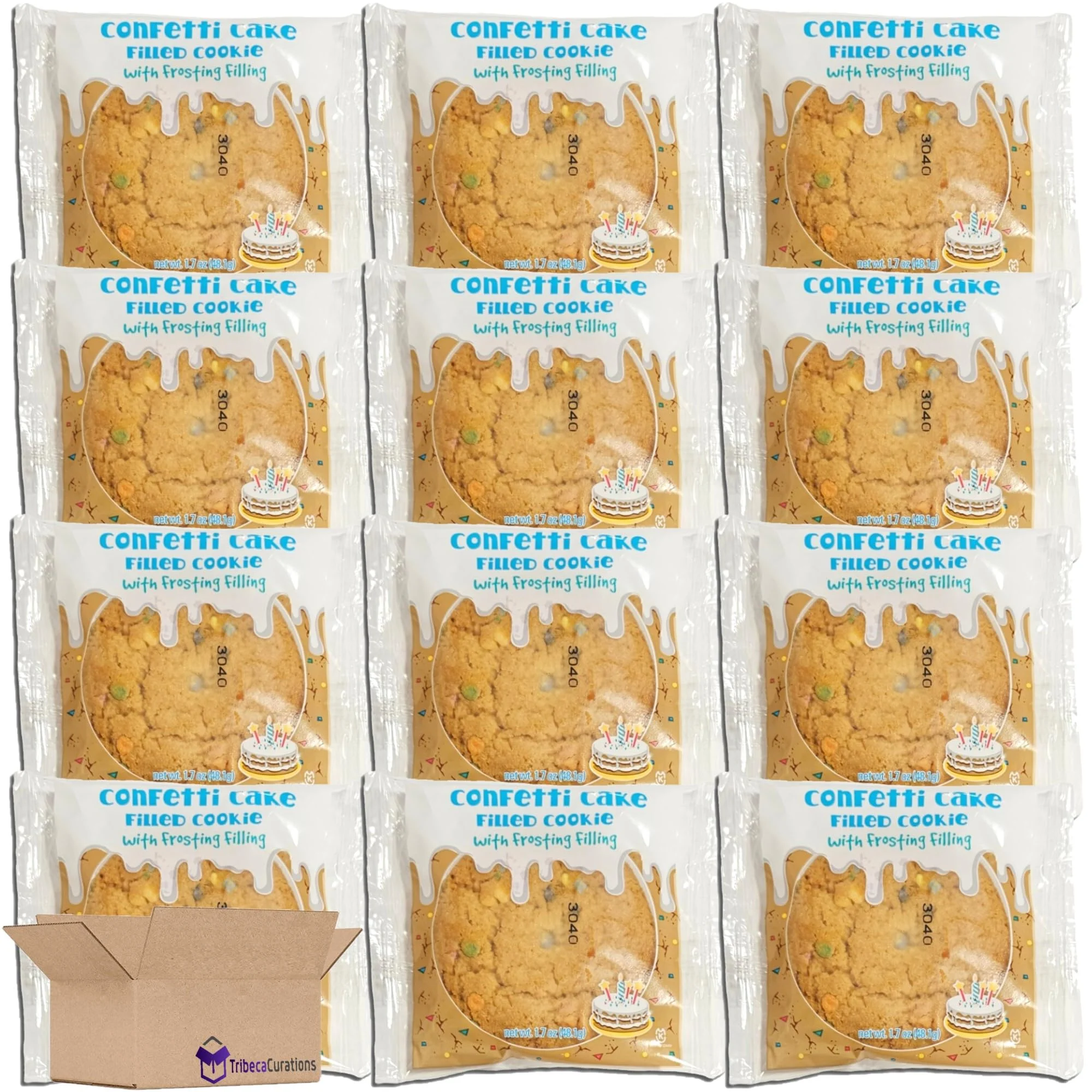 Tribeca Curations | Confetti Cake Cookie Filled With Icing Value Pack | 1.7 Ounce | Pack of 12