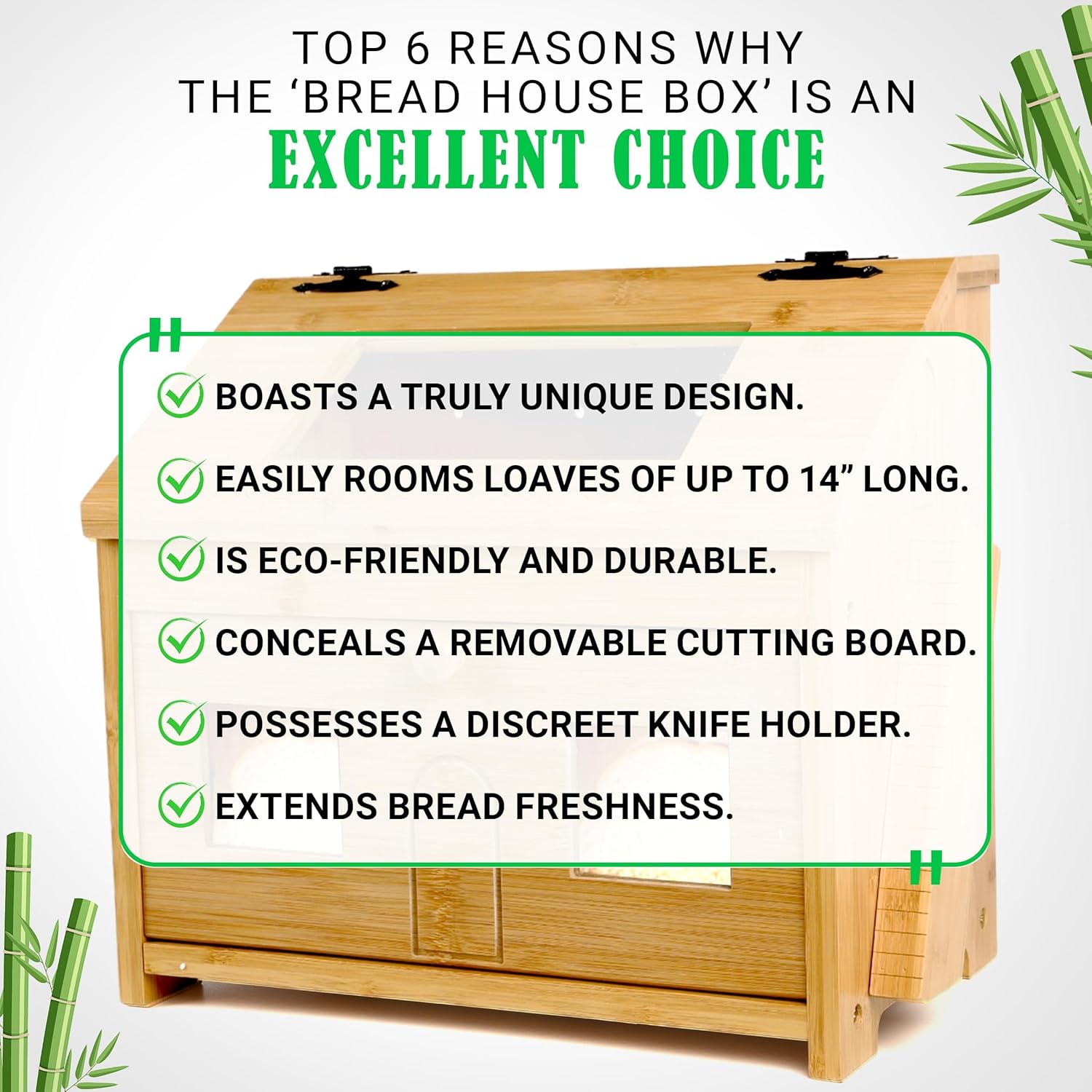 Bread Box for Kitchen Countertop – Large Wooden Bamboo Bread Box with Cutting Board (SELF-ASSEMBLY)