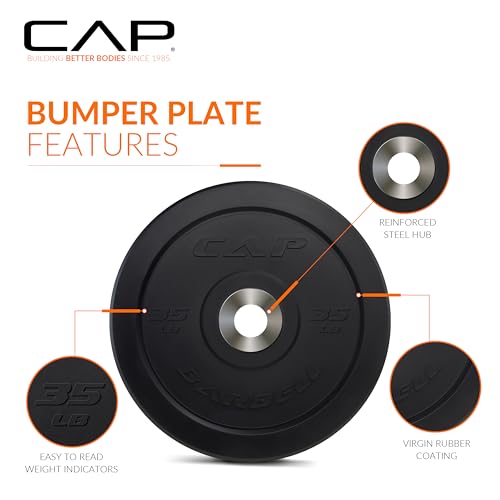 CAP Barbell 2-Inch Olympic Bumper Plate Weight Set | 100-370 lbs | Multiple Options