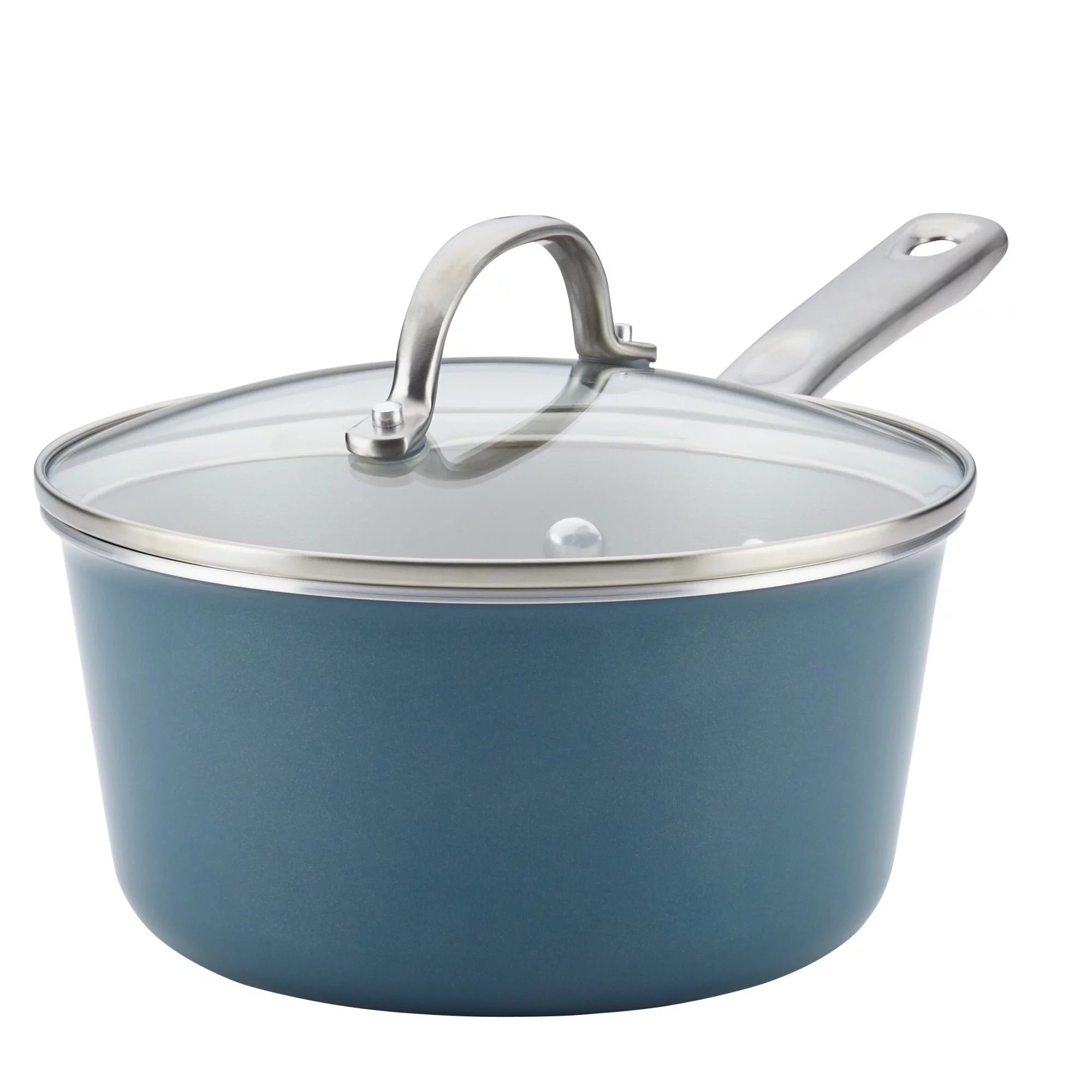 Ayesha Home Collection Porcelain Enamel Nonstick Covered Saucepan, 3 Quart, Twilight Teal