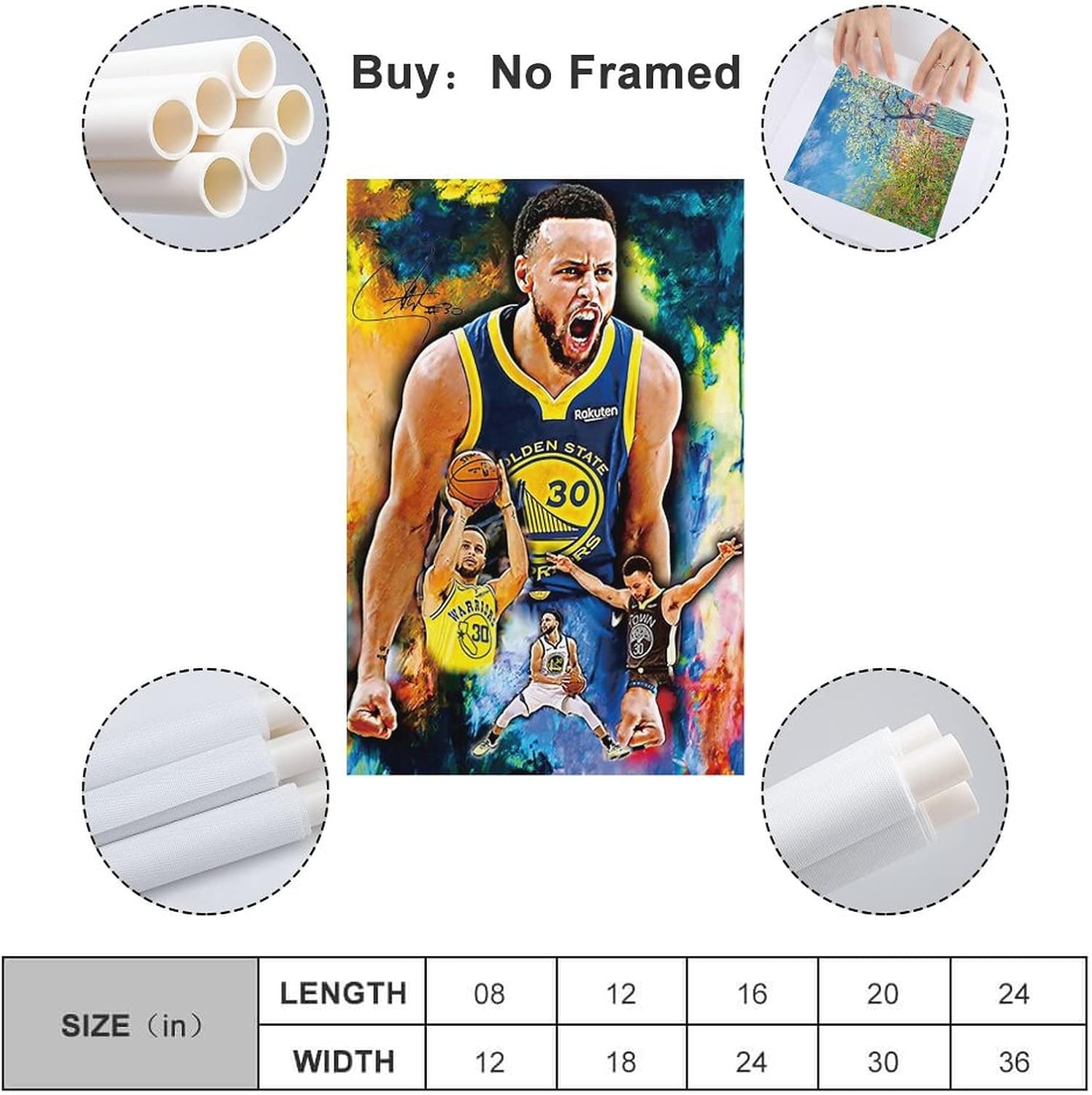 Stephen Curry Poster 3 Wall Art Canvas Print Poster Home Bathroom Bedroom Office Living Room Decor Canvas Poster Unframe: 12x18inch(30x45cm)