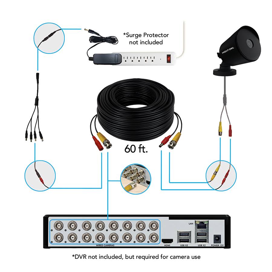 Night Owl 1080p HD Wired Cameras, 2 Pack, Black