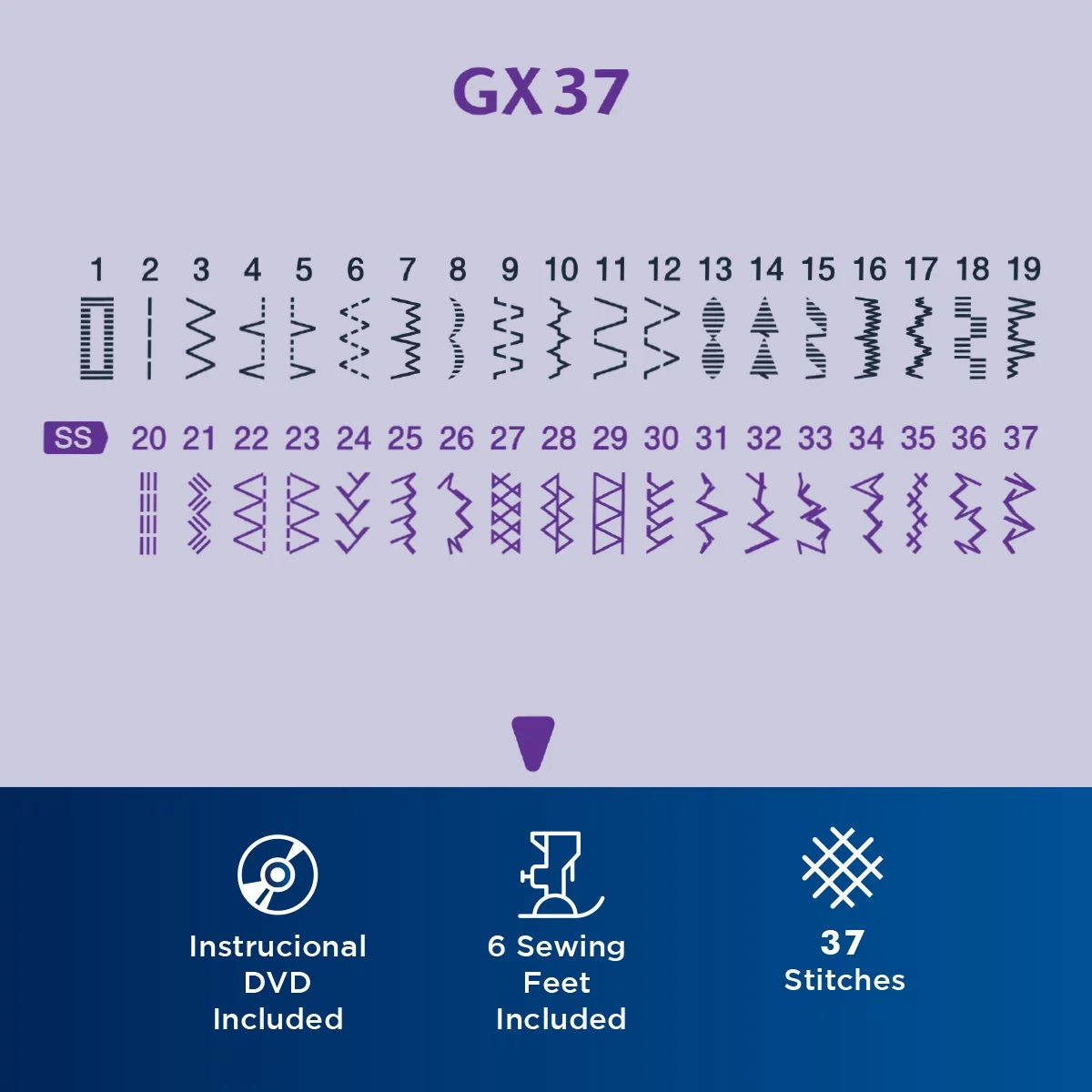 Brother GX37 Lightweight Portable Mechanical Sewing Machine with 37 Built-In Stitches