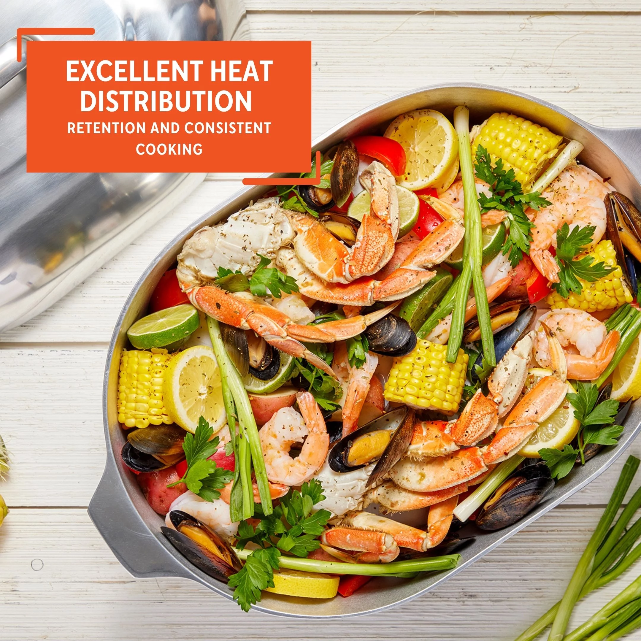 Imusa 15 inch Cajun Oval Heavy Duty Cast Aluminum Roaster Pan with Lid and Roasting Tray, 1 Count