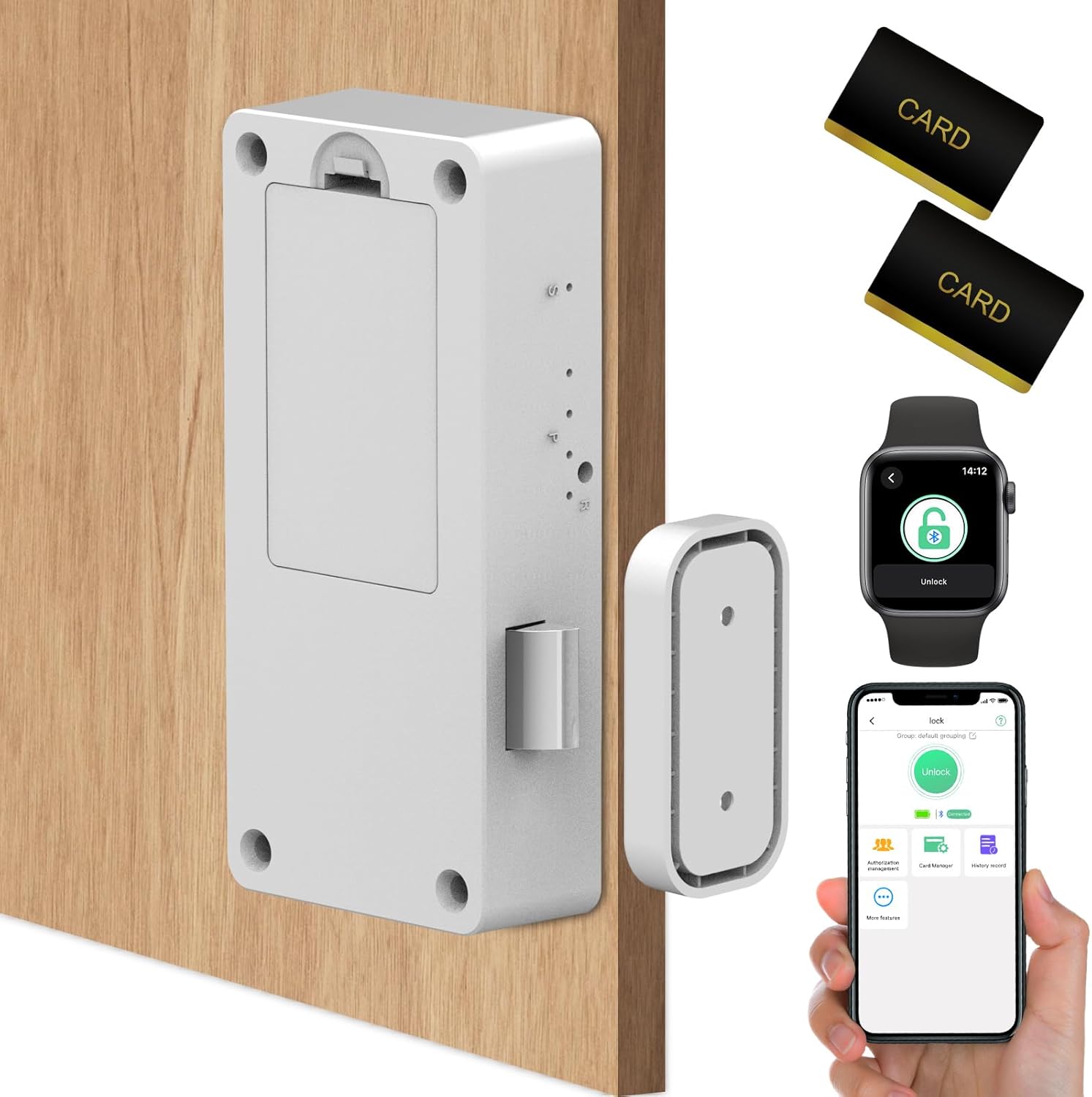 RFID Child Proof Cabinet Locks - Hidden Safe DIY Smart Magnetic Lock - Keyless Electronic with Bluetooth Child Locks for Cabinet Drawer Locker Cupboard Closets