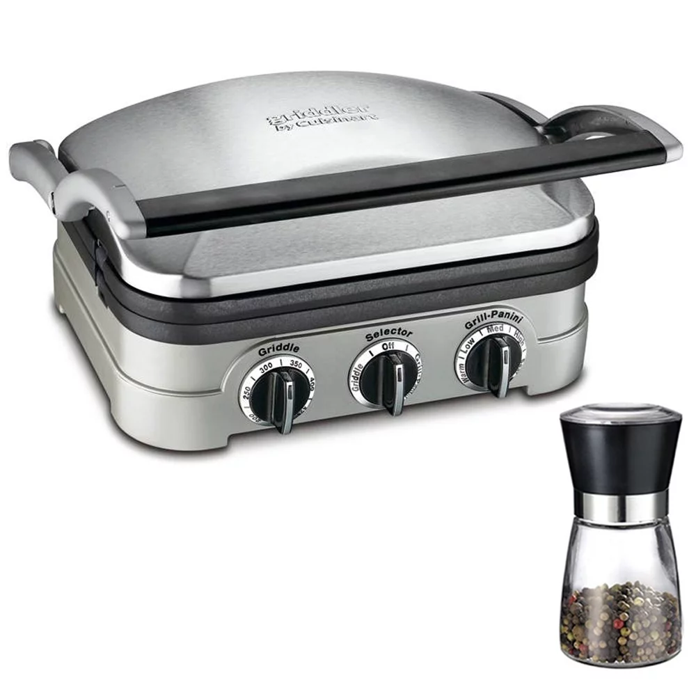 Cuisinart Multifunctional Griddle, Grill and Panini Press (GR-4N) with Deco Gear Spice Mill