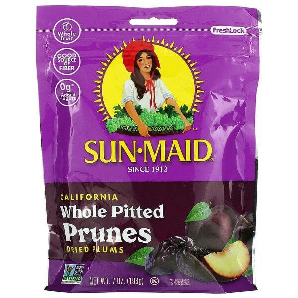 Sun-Maid, California Whole Pitted Prunes, Dried Plums, 7 oz Pack of 3