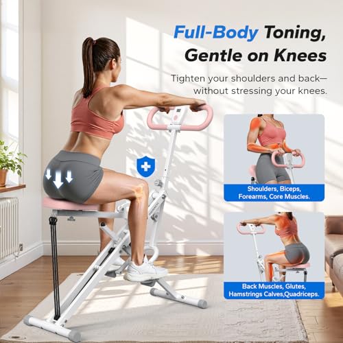Squat Machine, MERACH R07 2 in 1 Squat Rowing Machine, Easy Setup & Foldable Exercise Equipment, Glute Trainer Machine, Glutes & Leg Home Workout Machine