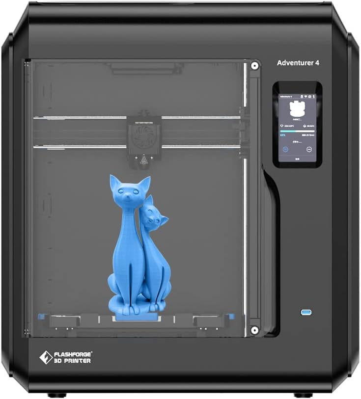 FlashForge Adventurer 4 3D Printer Leveling-Free with Quick Removable Hign Temp Nozzle Large 3D Printer Built-in HD Camera and HEPA13 Air Filter, 220x200x250mm Printing Size