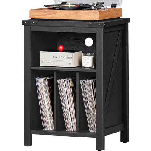 Record Player Stand with Vinyl Record Storage,Rustic Brown Record Player Table Holds up to 160 Albums,Large Wood Turntable Stand Cabinet Dispaly Shelf for Living Room,Bedroom,Office