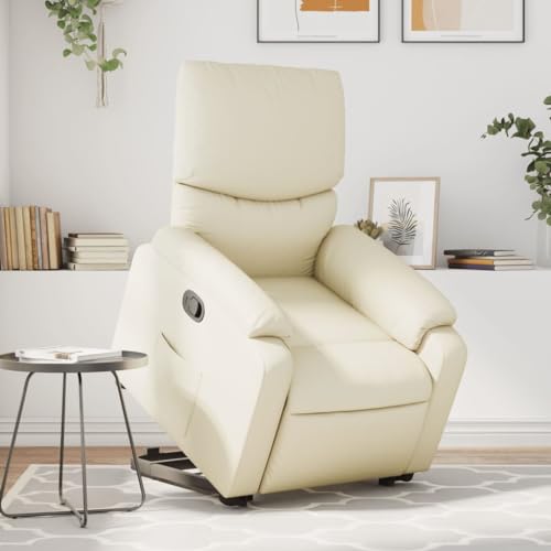 Electric Massaging Chairs Stand up Massage Recliner Chair Cream Faux Leather,Power Lift Massage Recliner with Manual Reclining Function for Elderly Furniture for Living Room