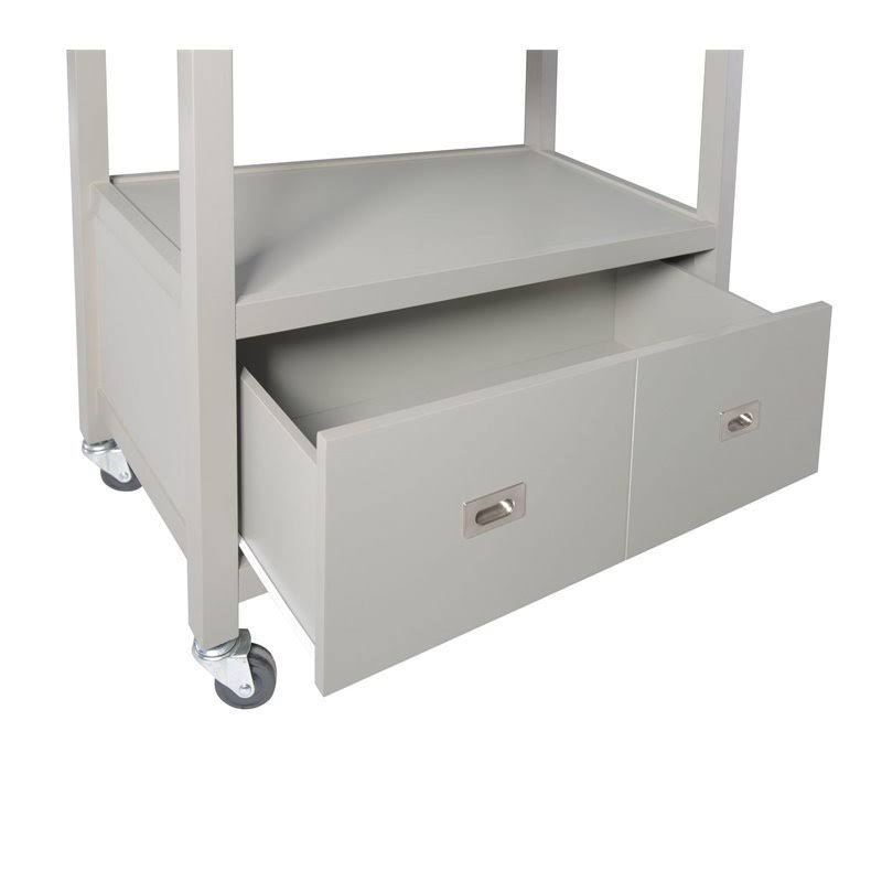 Riverbay Furniture Stainless Steel Top Kitchen Cart in Gray