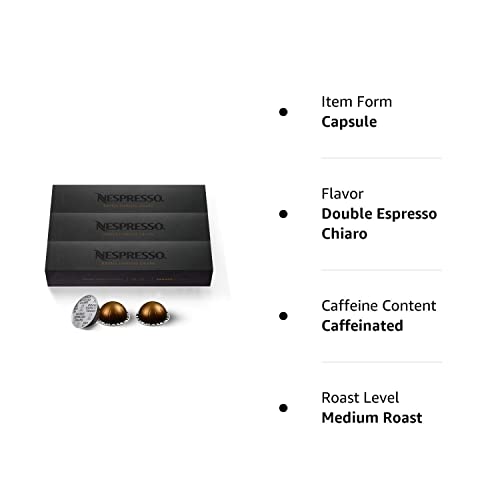 Nespresso Capsules Vertuo, Double Espresso Scuro, Dark Roast Espresso Coffee, 30-Count Coffee Pods, Brews 2.7oz