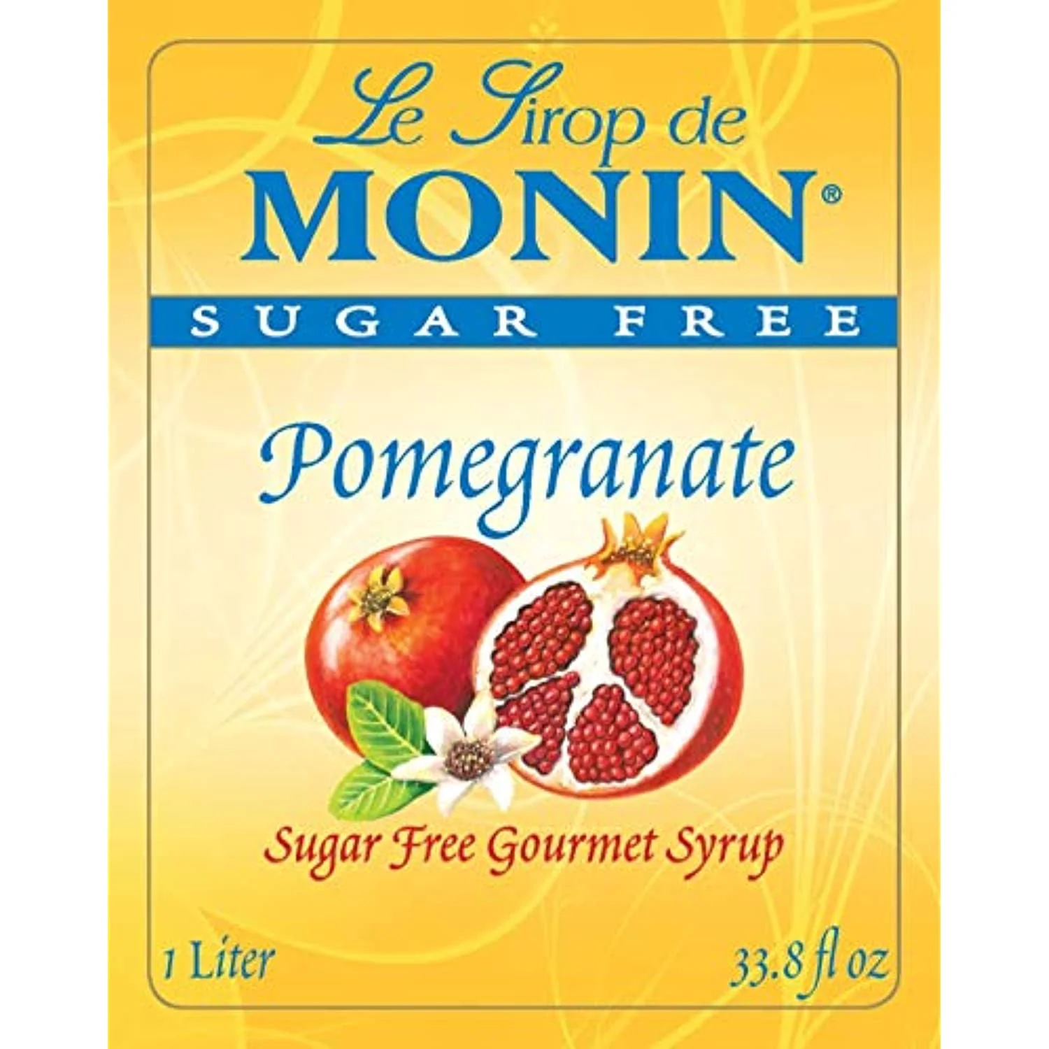 Monin Sugar Free Pomegranate Syrup, 33.8-Ounce Plastic Bottle (1 Liter Bottle)