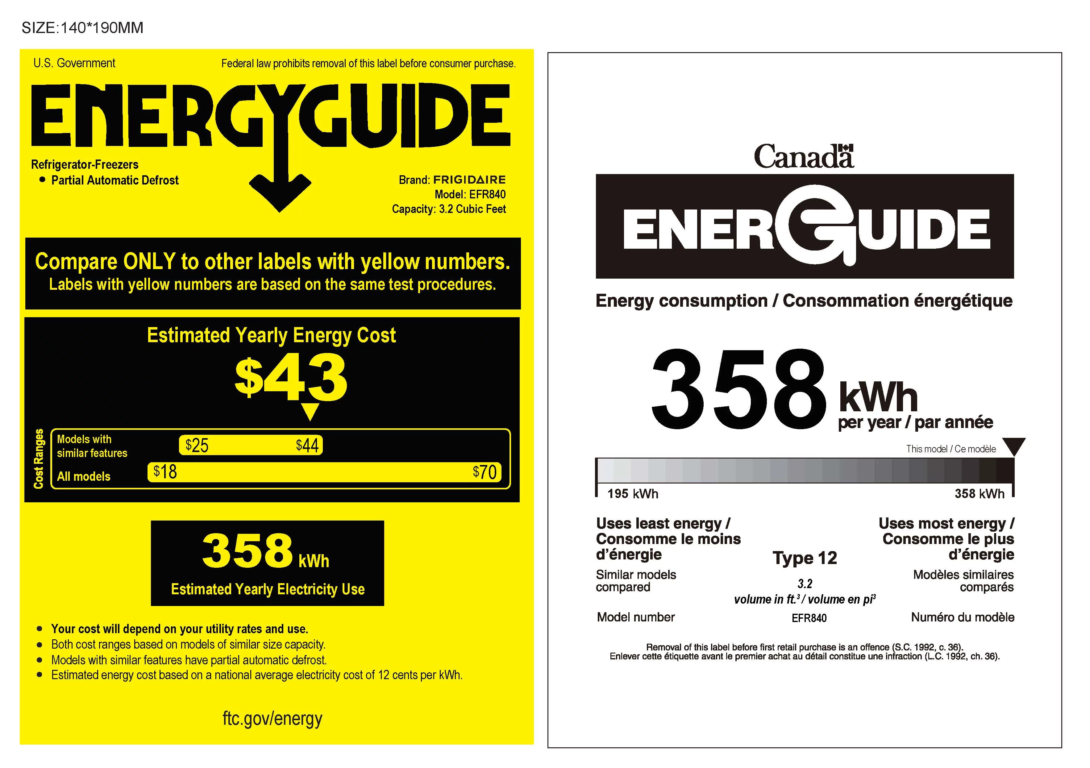 Frigidaire Retro 3.1 Cu Ft Two Door Compact Refrigerator with Freezer, Black