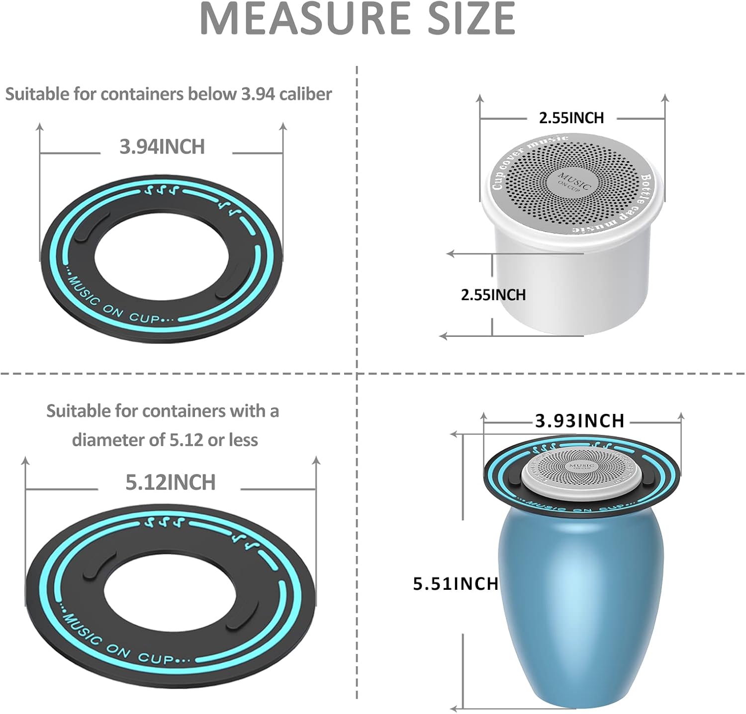 Bluetooth Speaker ，Music on Cup,Mug Speaker,Cup Cover Music,Bottle Cap Music,The Personalized Matching of The Sound Chamber Behind The Speaker Will Produce Different Sound Effects.